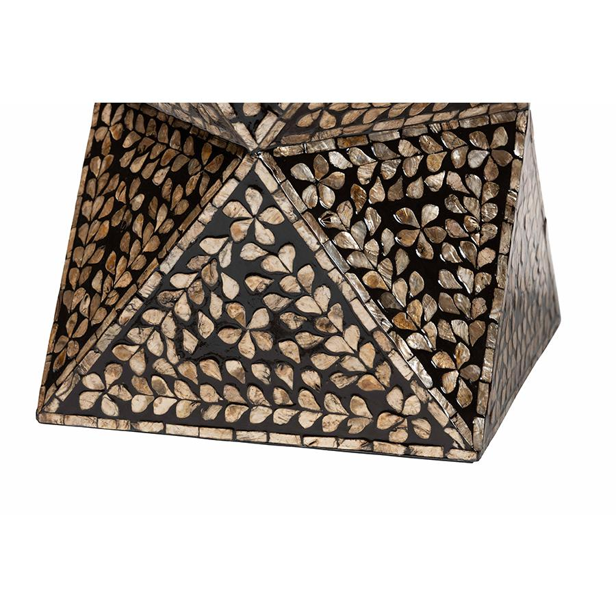 Baxton Studio Feronia Modern Bohemian Black and Bronze Mother of Pearl End Table