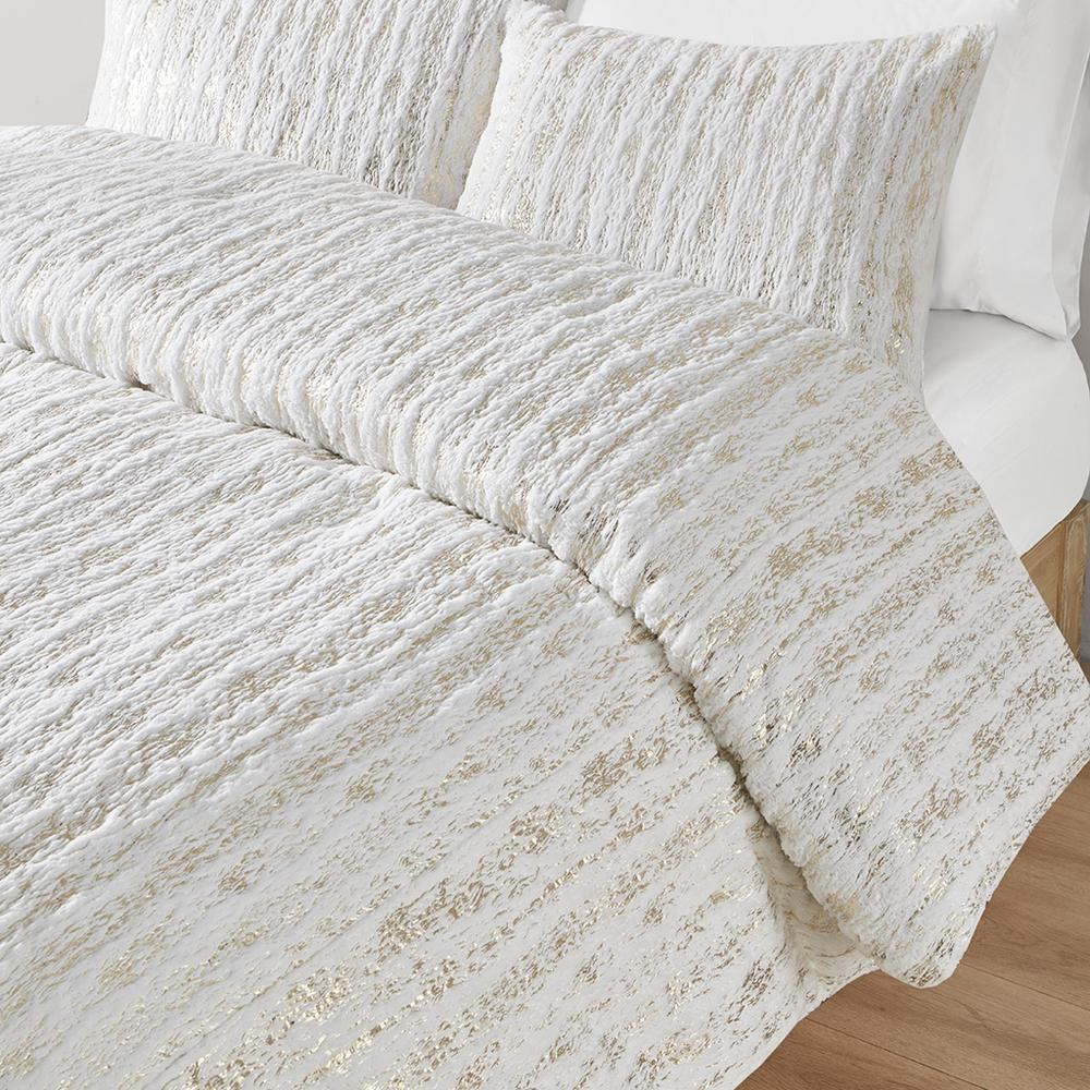 Naomi Metallic Print Faux Fur Duvet Cover Set