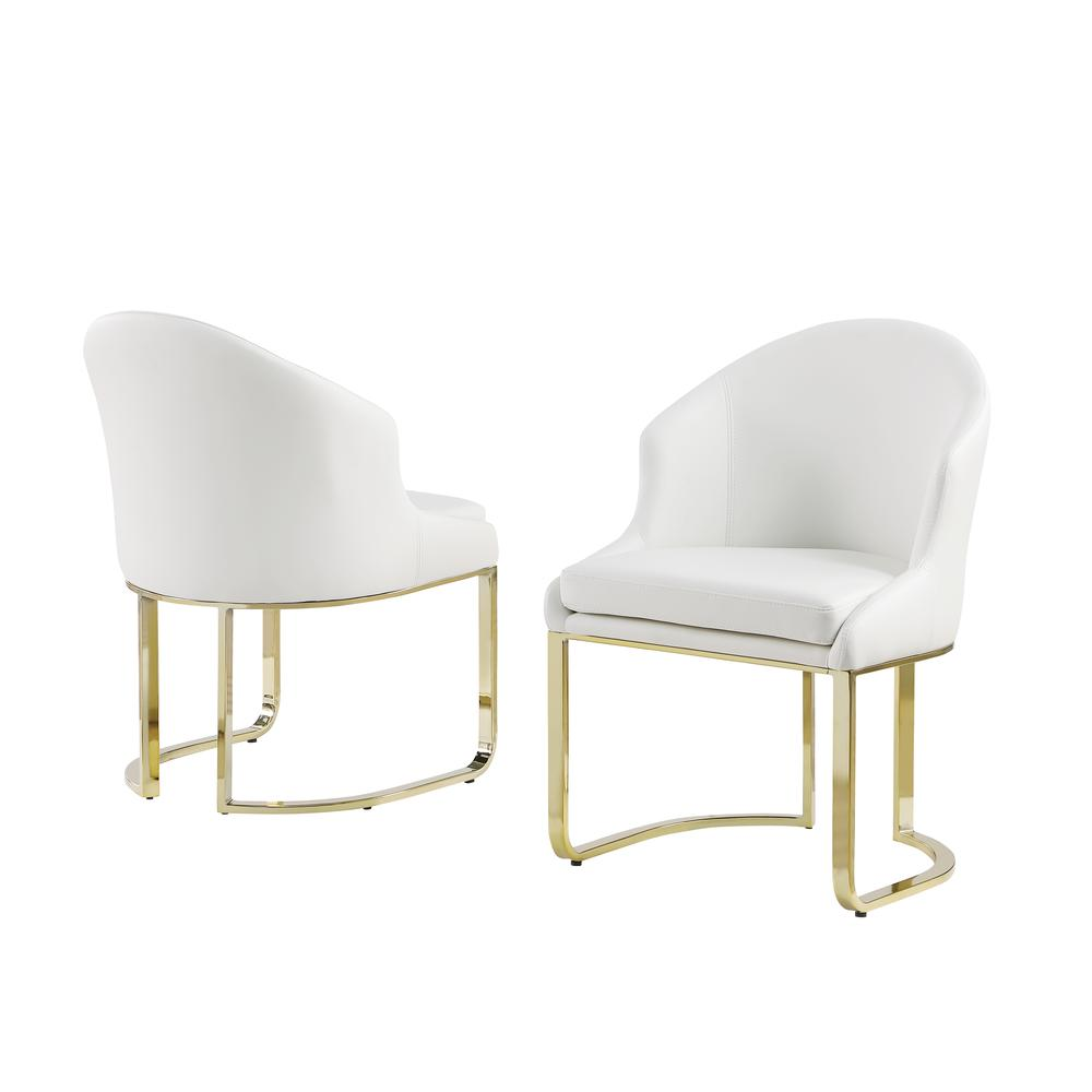 Itoro White with Gold Faux Leather Dining Chairs, Set of 2