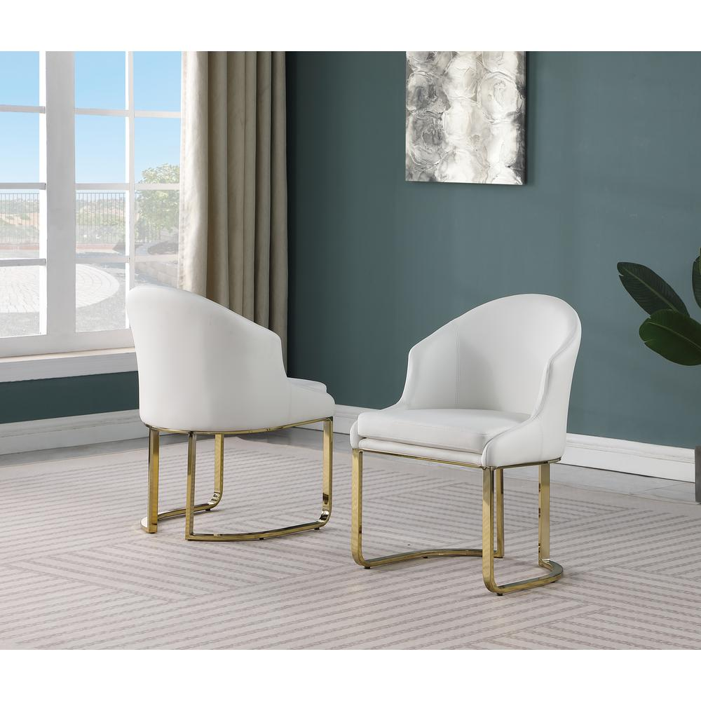 Itoro White with Gold Faux Leather Dining Chairs, Set of 2