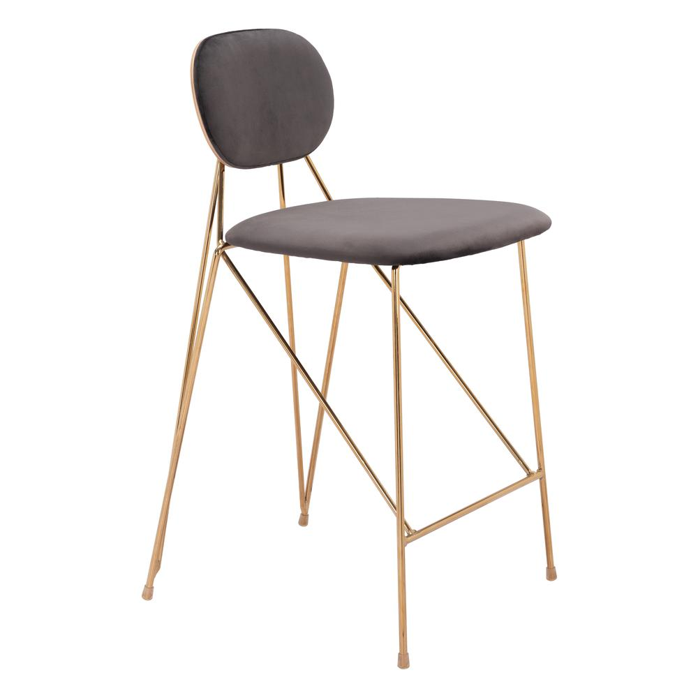 Georges Counter Stool (Set of 2) Gray & Gold