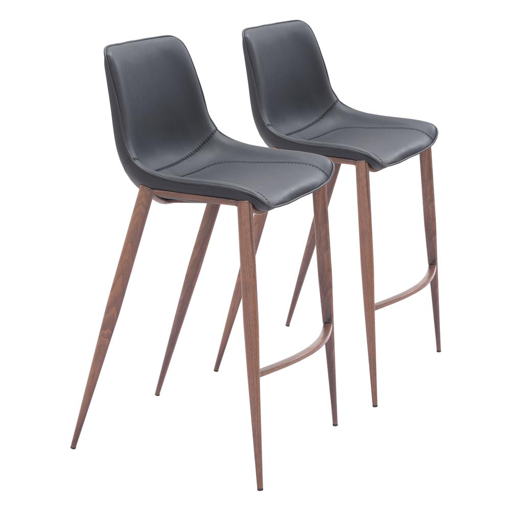 Magnus Barstool (Set of 2) Black & Walnut