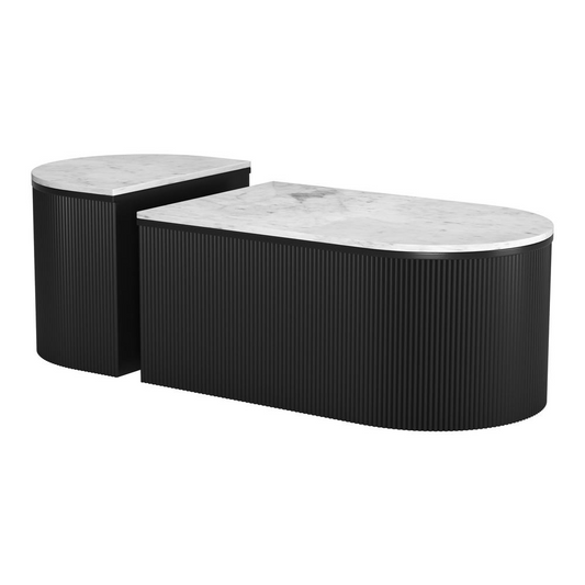 Ormara Coffee Table Set (2-Piece) White & Black