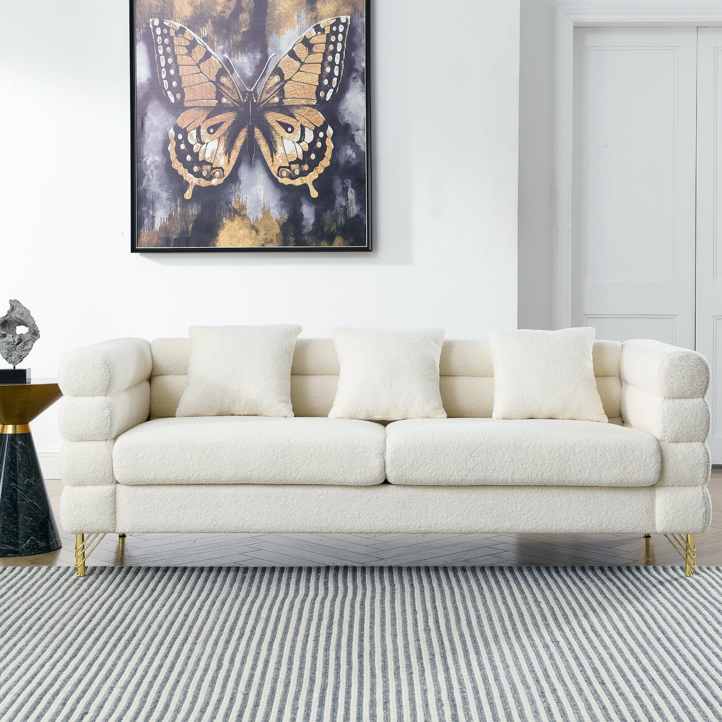 Nessa Sectional Sofa, White teddy(Ivory)