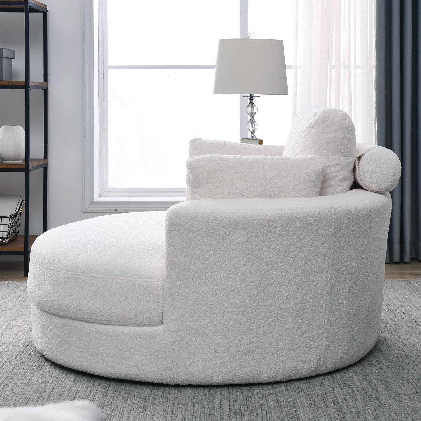 Bassay Accent Sofa Lounge with Storage Ottoman, (Ivory)