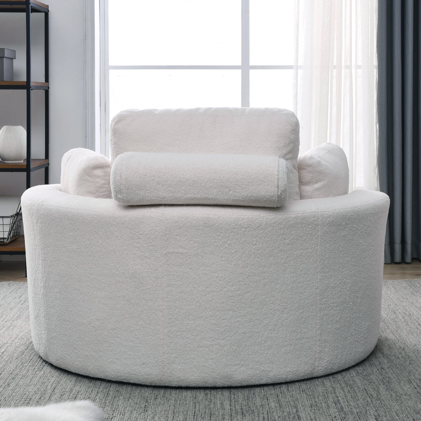 Bassay Accent Sofa Lounge with Storage Ottoman, (Ivory)