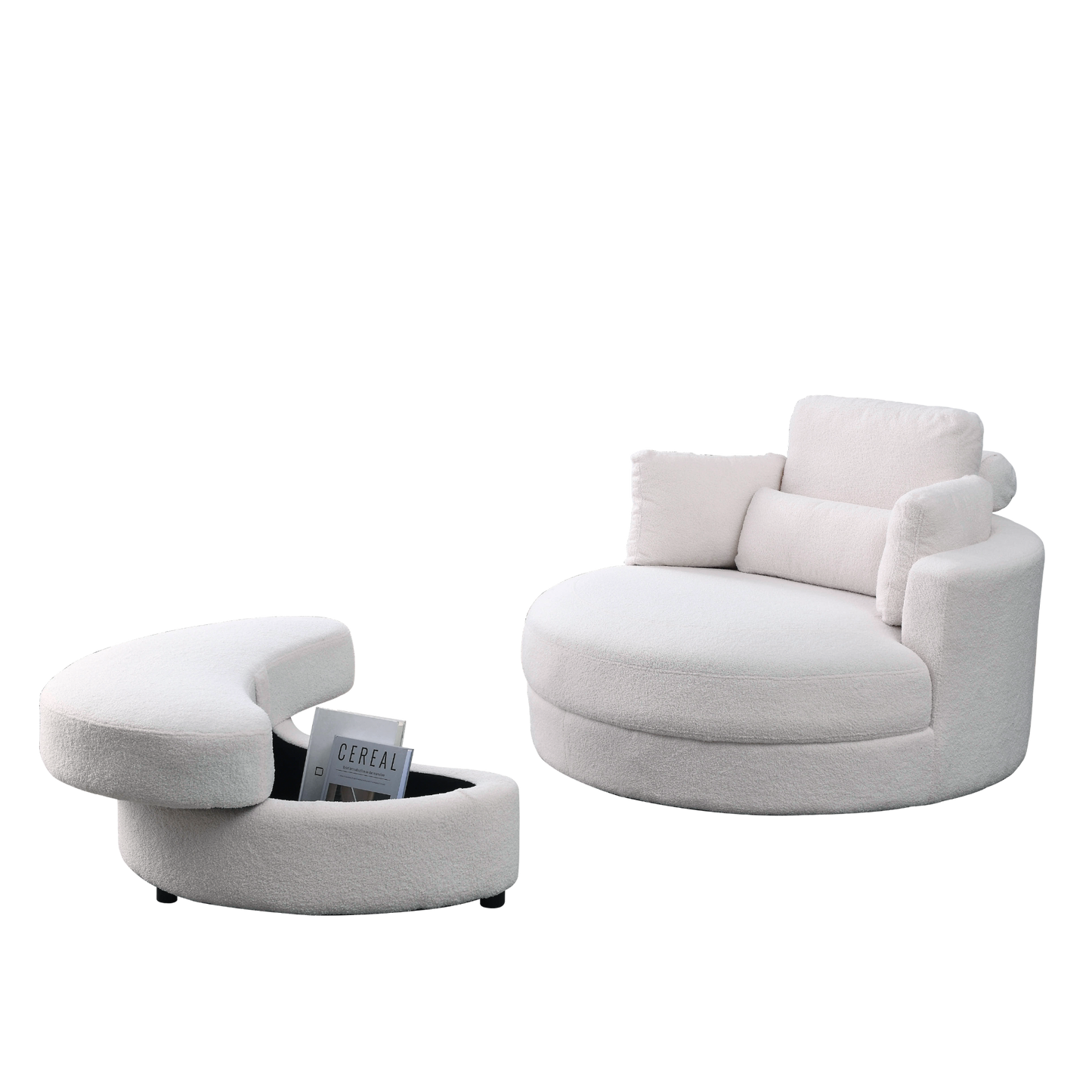 Bassay Accent Sofa Lounge with Storage Ottoman, (Ivory)