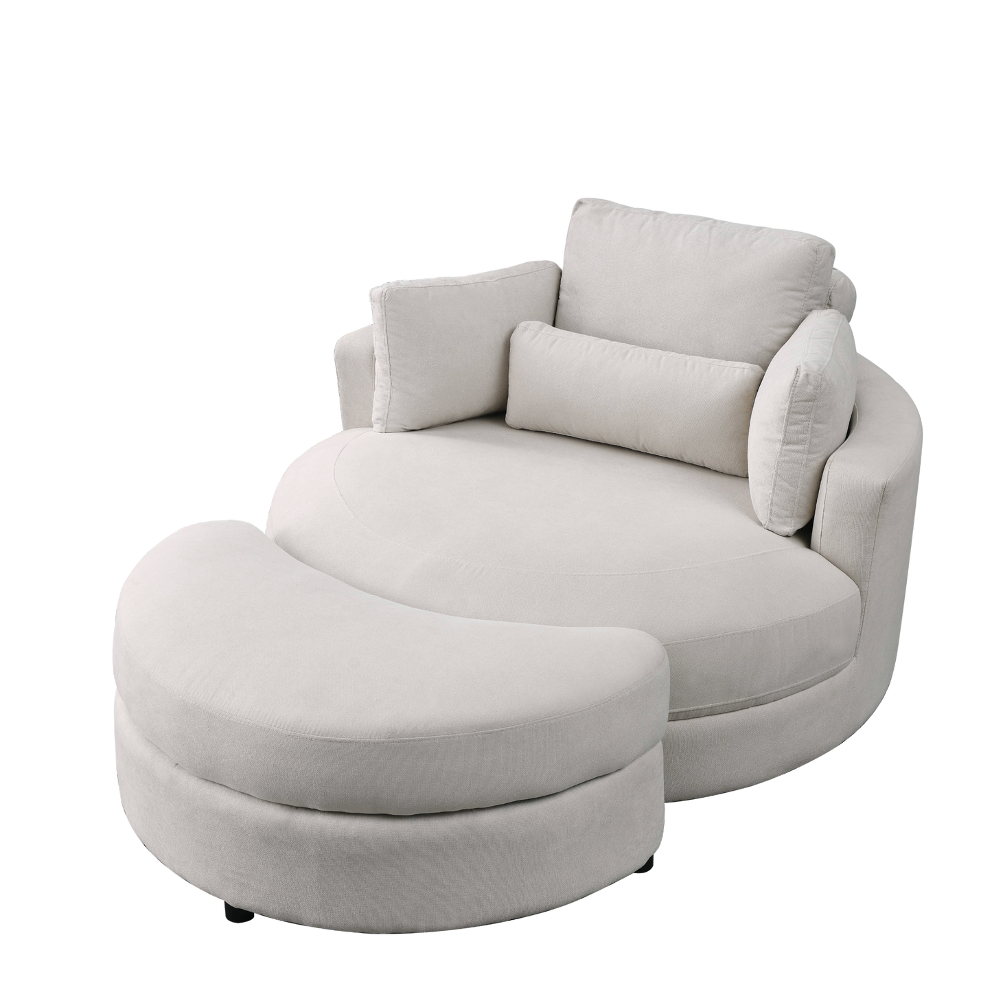 Bassay Accent Sofa Lounge Chair with Ottoman, Beige