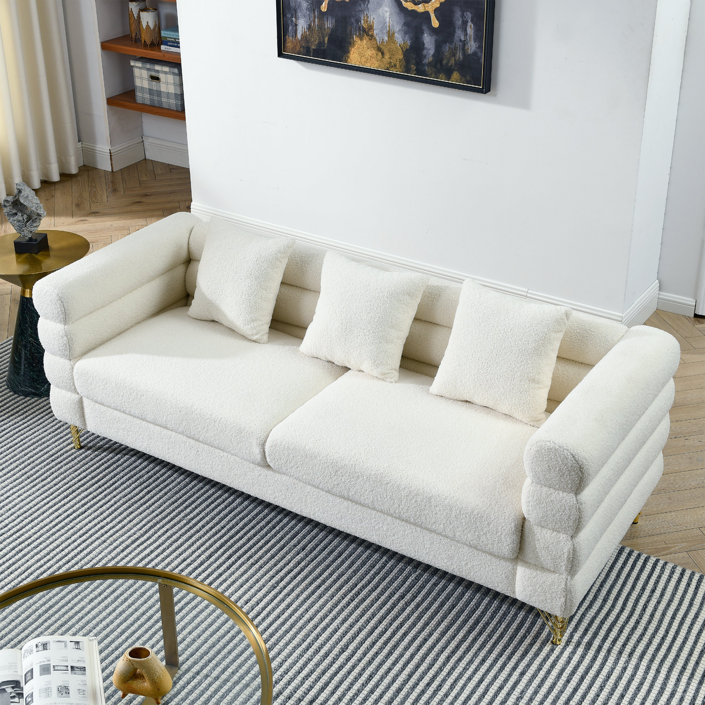 Nessa Sectional Sofa, White teddy(Ivory)