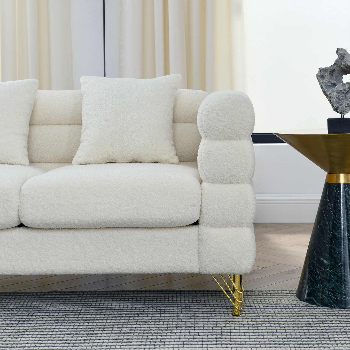 Nessa Sectional Sofa, White teddy(Ivory)