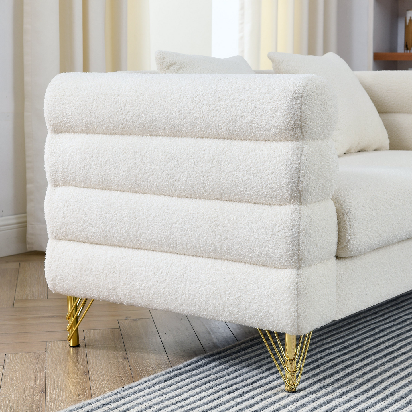 Nessa Sectional Sofa, White teddy(Ivory)