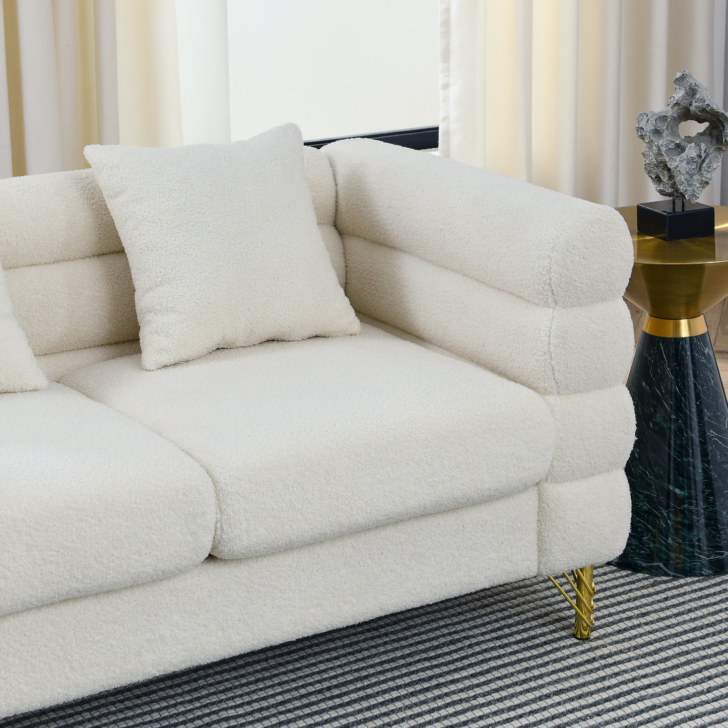 Nessa Sectional Sofa, White teddy(Ivory)