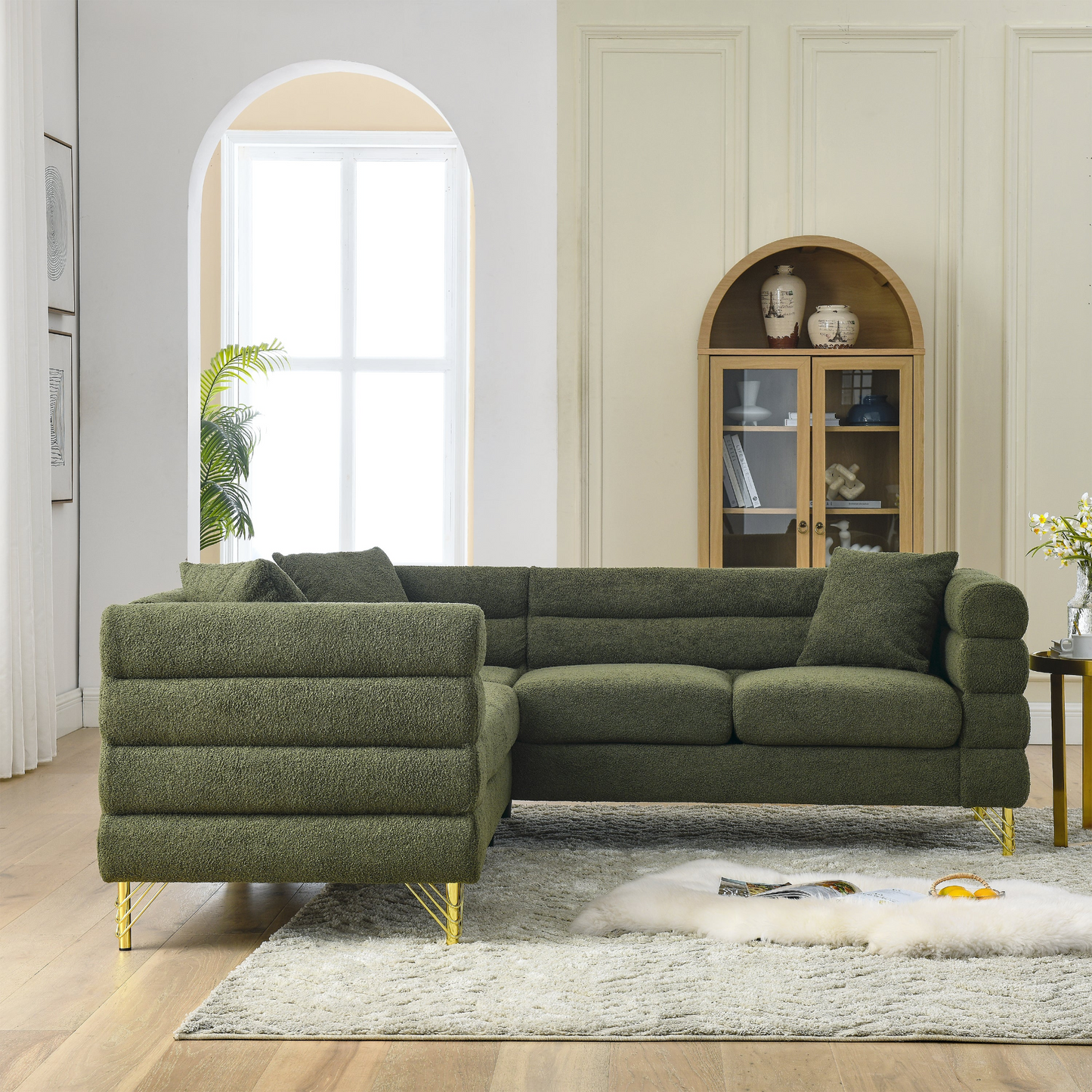 Sorcha L-Shaped Sofa, Green