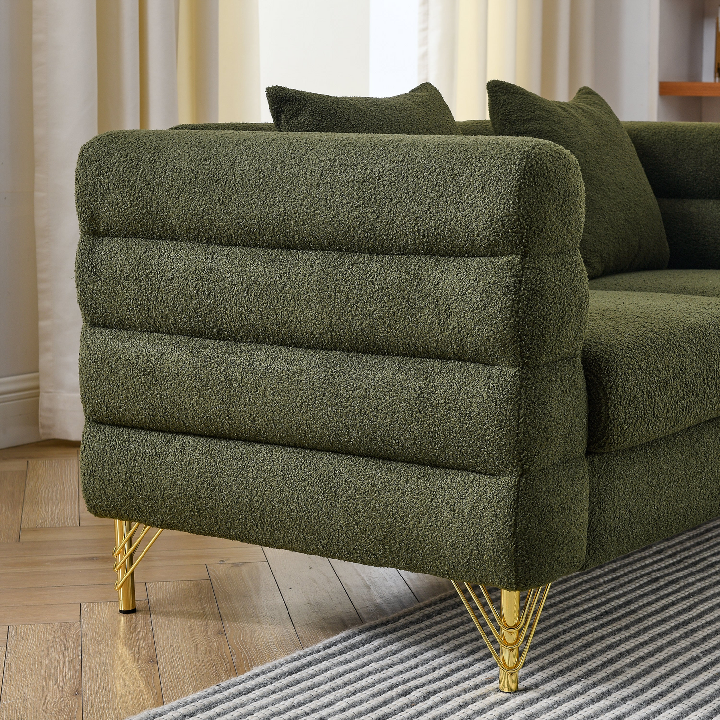 Sorcha L-Shaped Sofa, Green