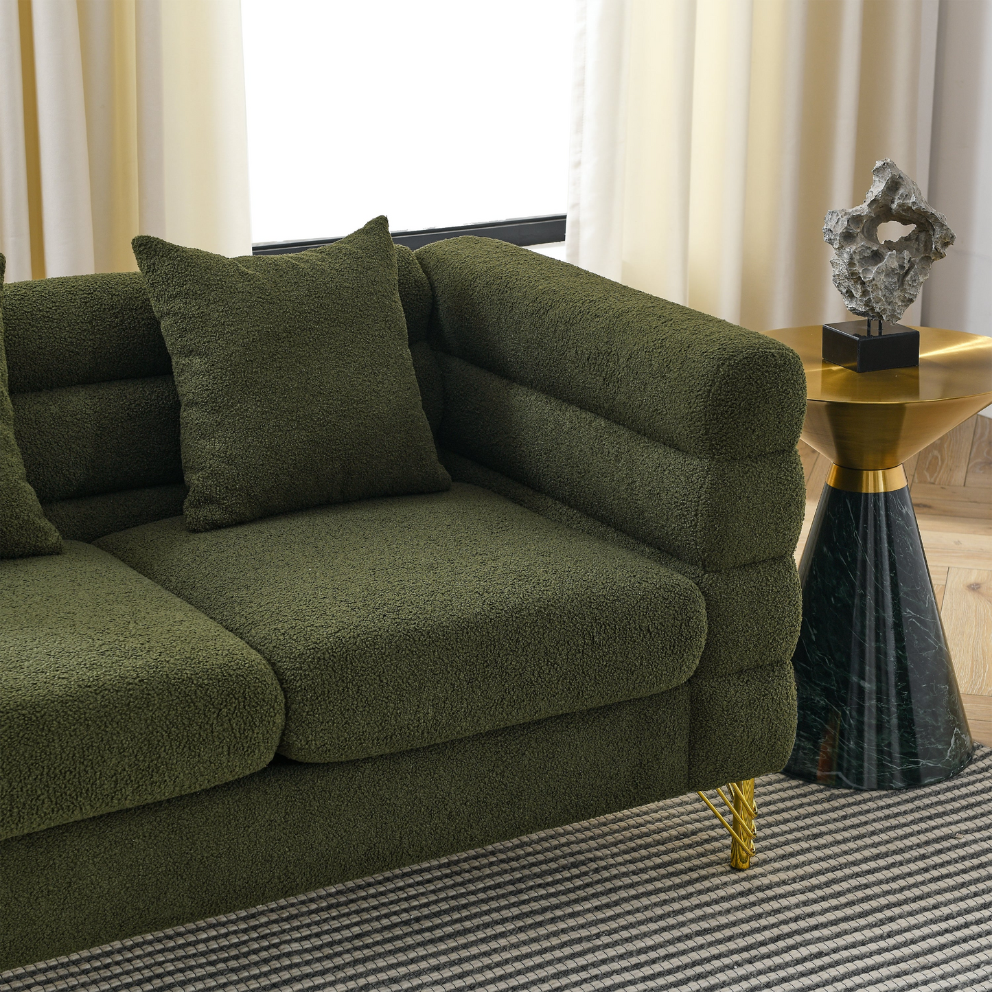 Sorcha L-Shaped Sofa, Green