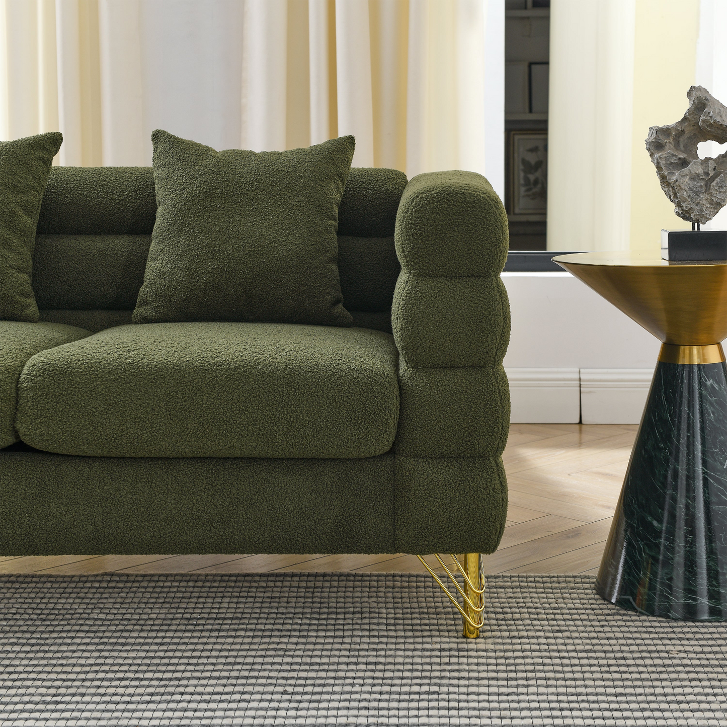 Sorcha L-Shaped Sofa, Green