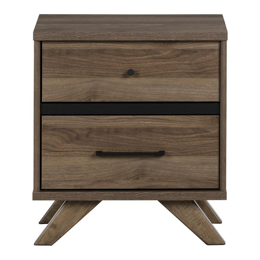 Flam 2-Drawer Nightstand, Natural Walnut and Matte Black