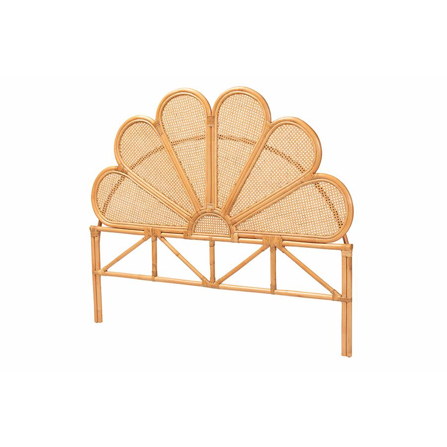 Flower Modern Bohemian Honey Rattan King Size Standalone Headboard