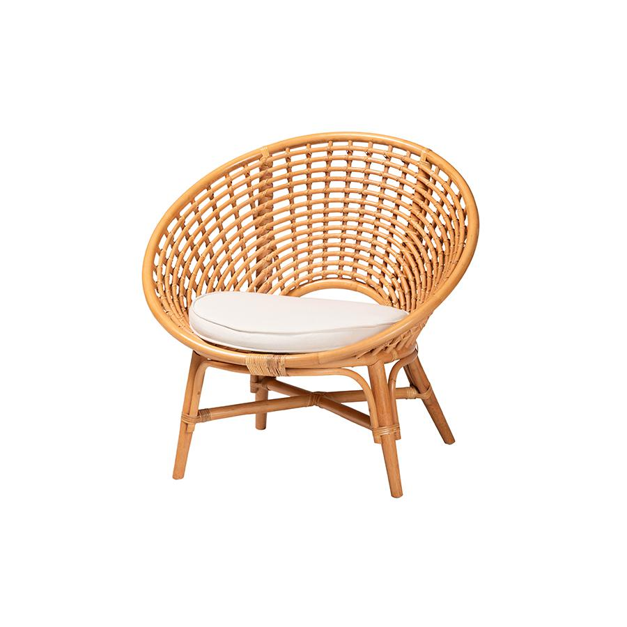 Aerin Modern Bohemian Natural Rattan Accent Chair