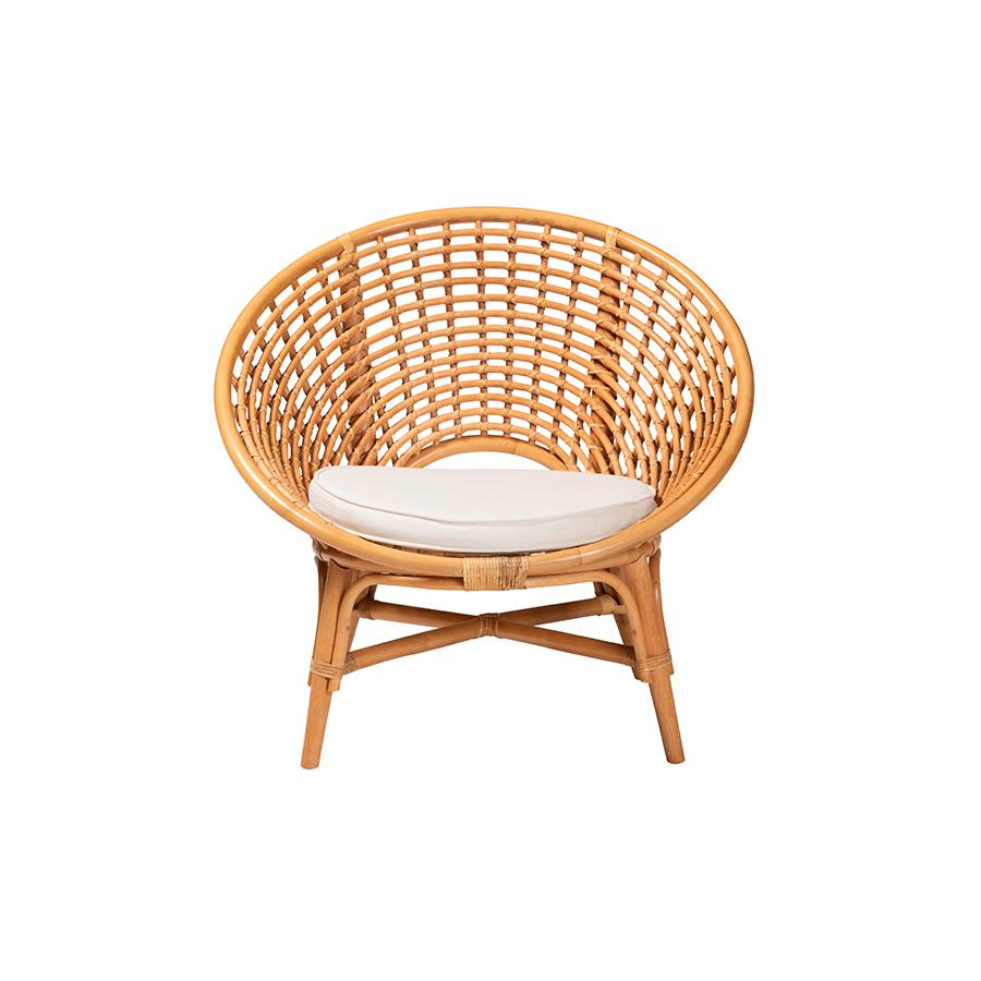 Aerin Modern Bohemian Natural Rattan Accent Chair