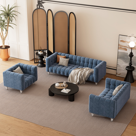 Sail Modern 3-piece sofa set, blue