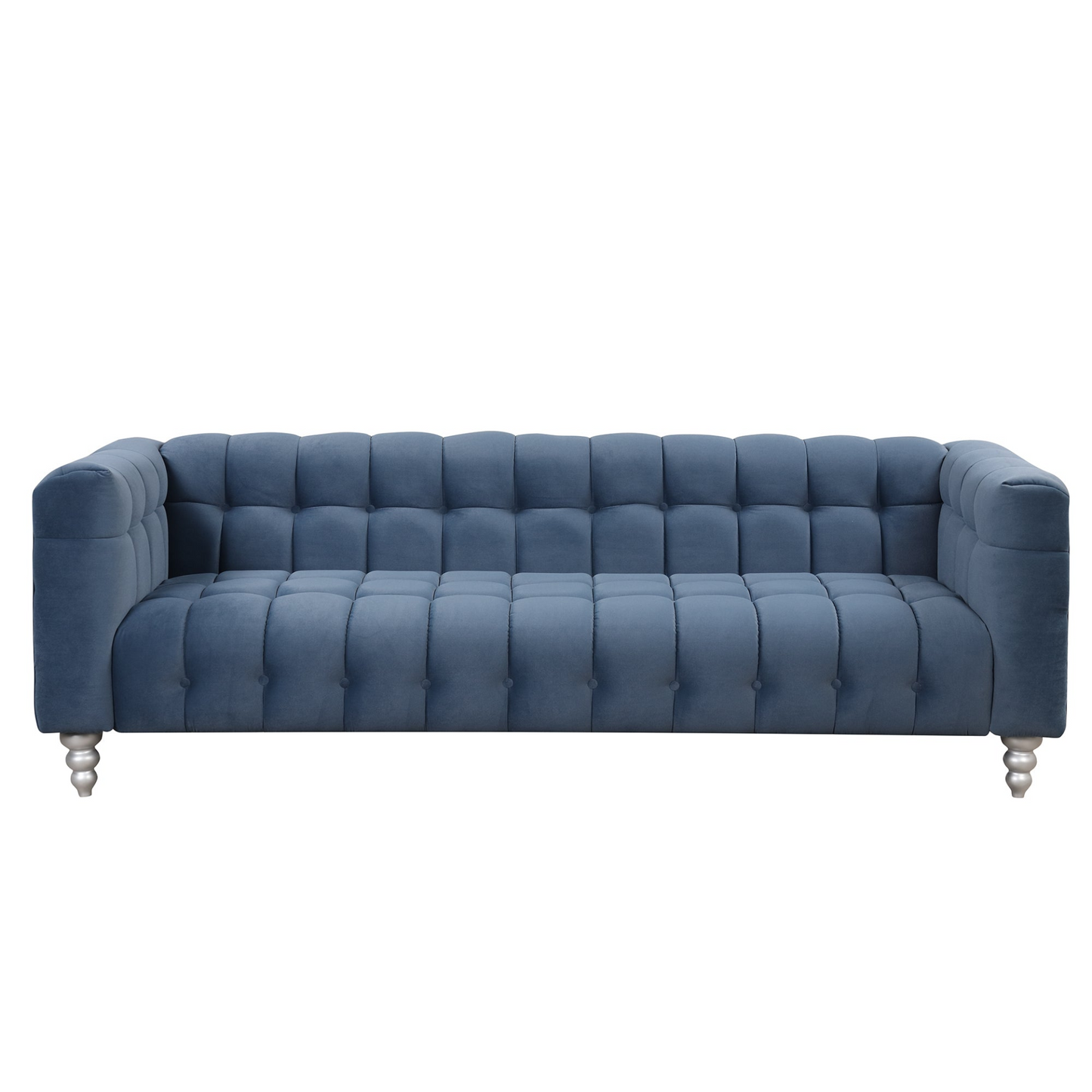 Sail Sofa Dutch Fluff Upholstered sofa with solid wood legs, buttoned tufted, blue