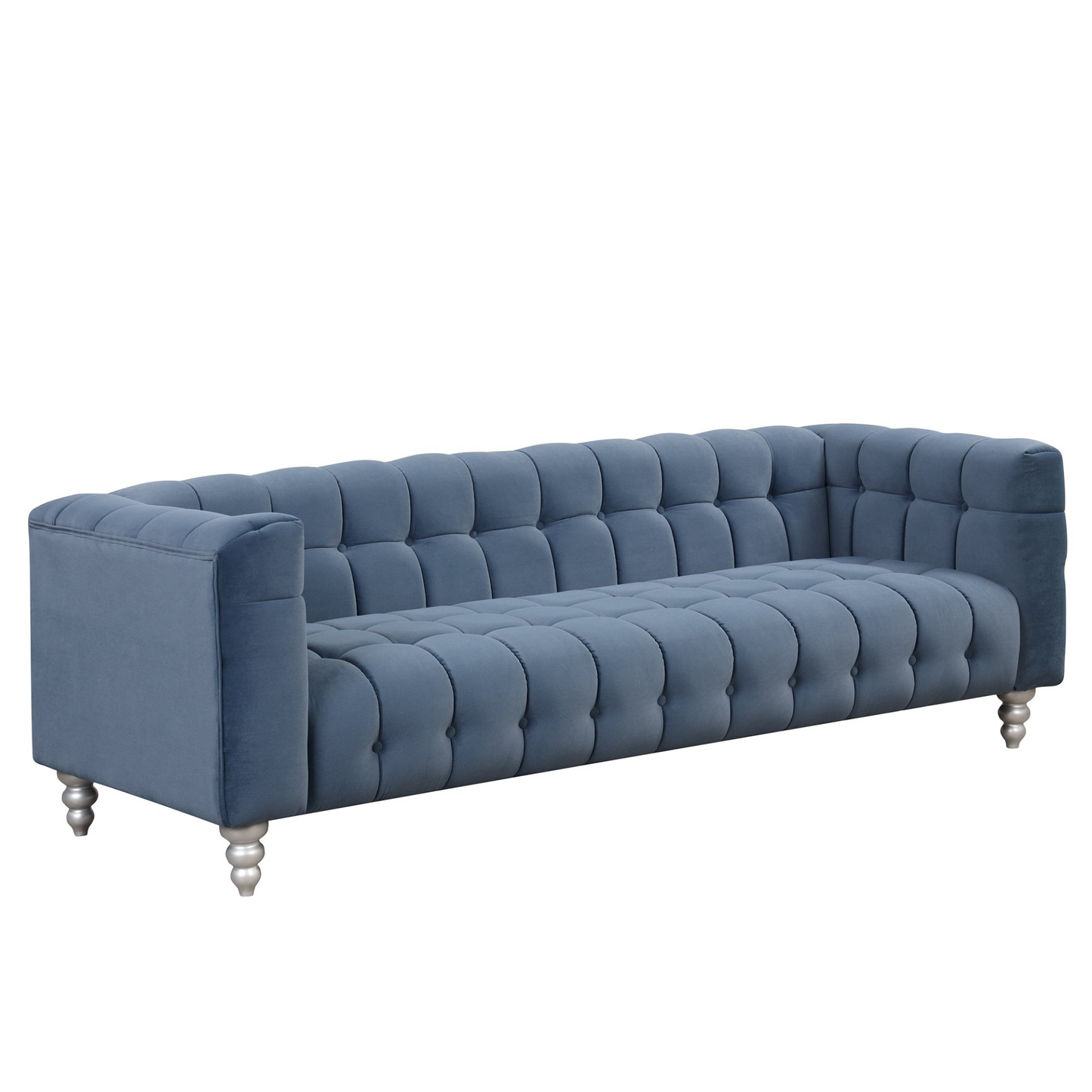 Sail Sofa Dutch Fluff Upholstered sofa with solid wood legs, buttoned tufted, blue