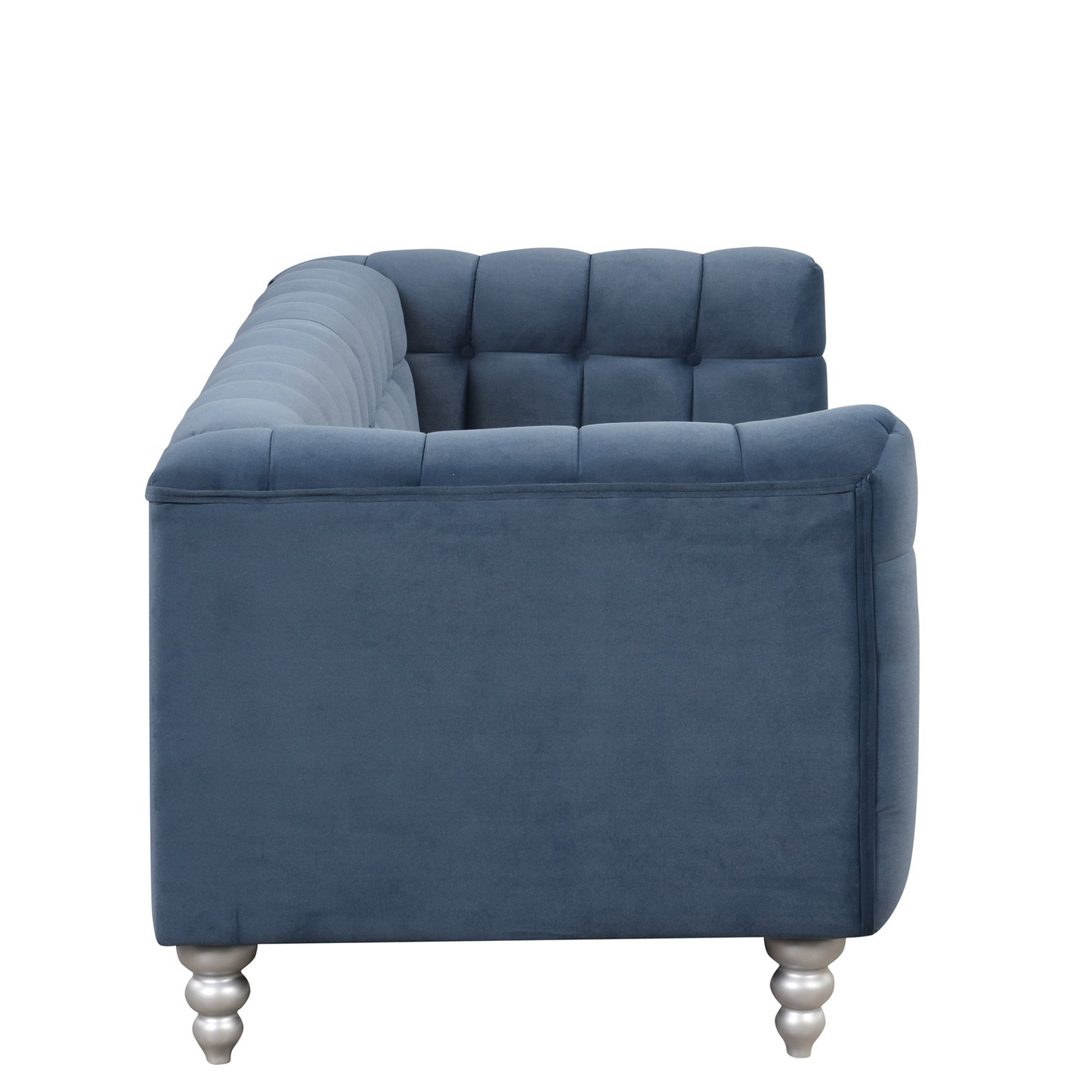 Sail Sofa Dutch Fluff Upholstered sofa with solid wood legs, buttoned tufted, blue