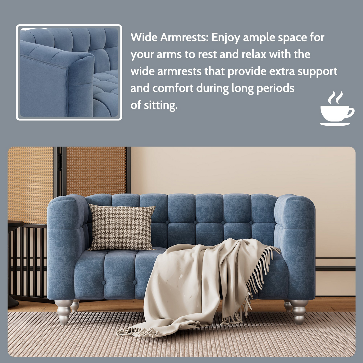 Sail Modern 3-piece sofa set, blue