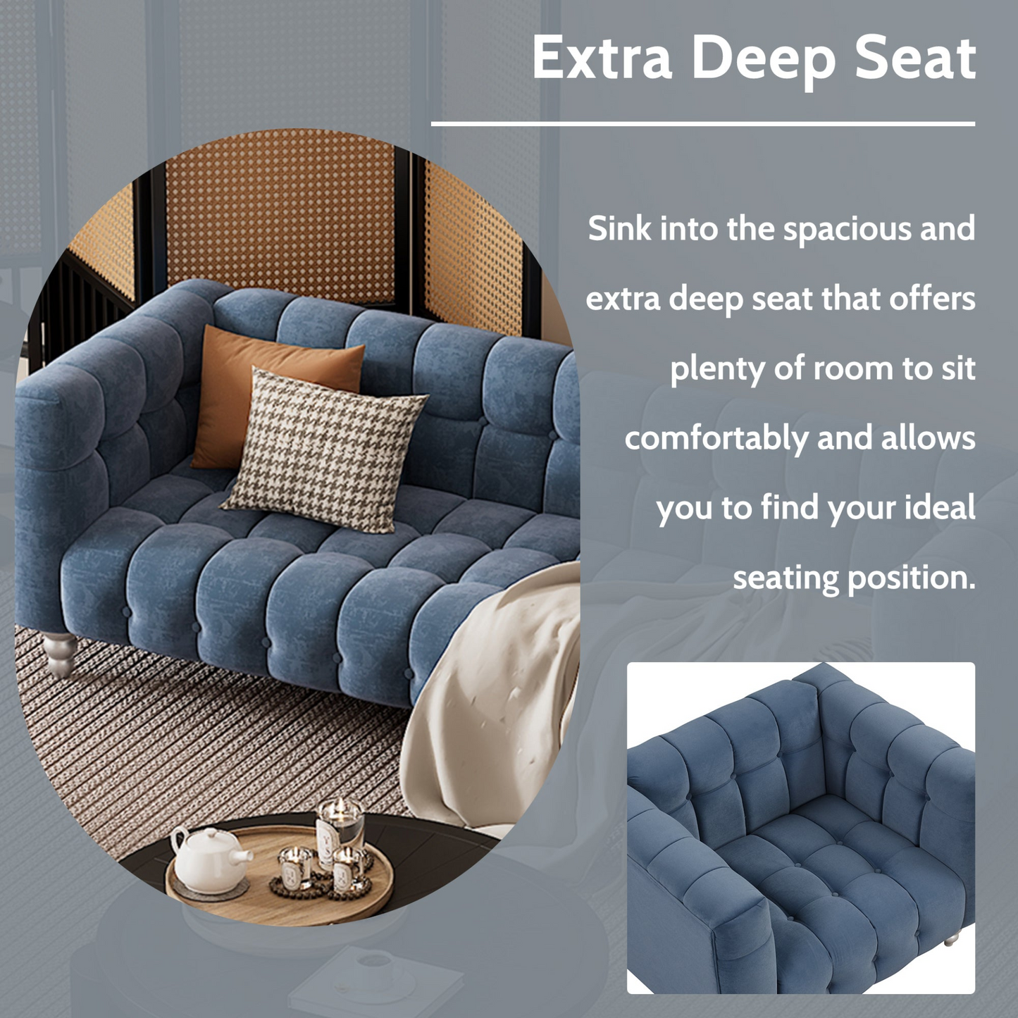 Sail Modern 3-piece sofa set, blue