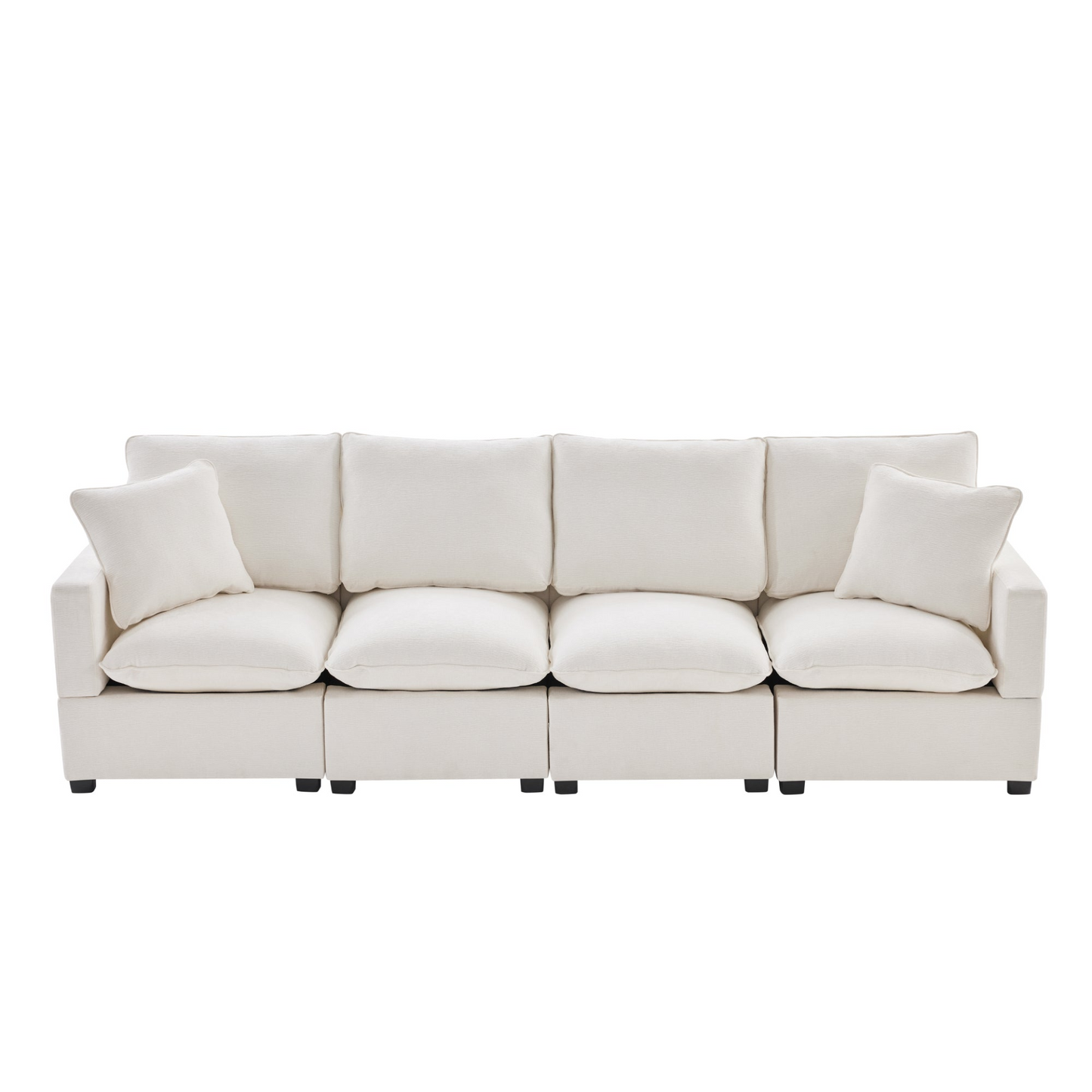 Dani Modern Modular Sofa, 4 Seat Chenille Sectional White