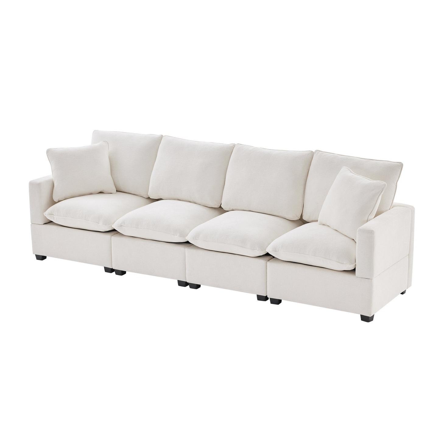 Dani Modern Modular Sofa, 4 Seat Chenille Sectional White