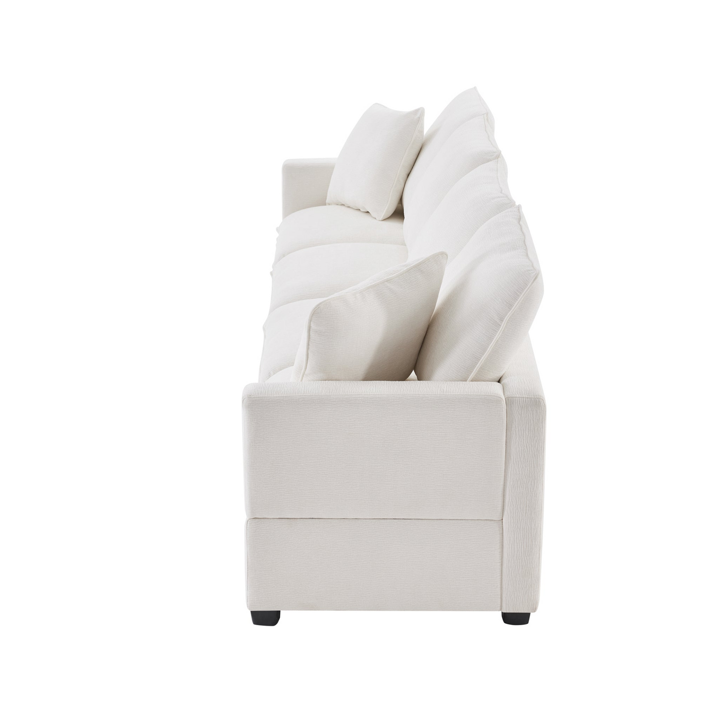 Dani Modern Modular Sofa, 4 Seat Chenille Sectional White