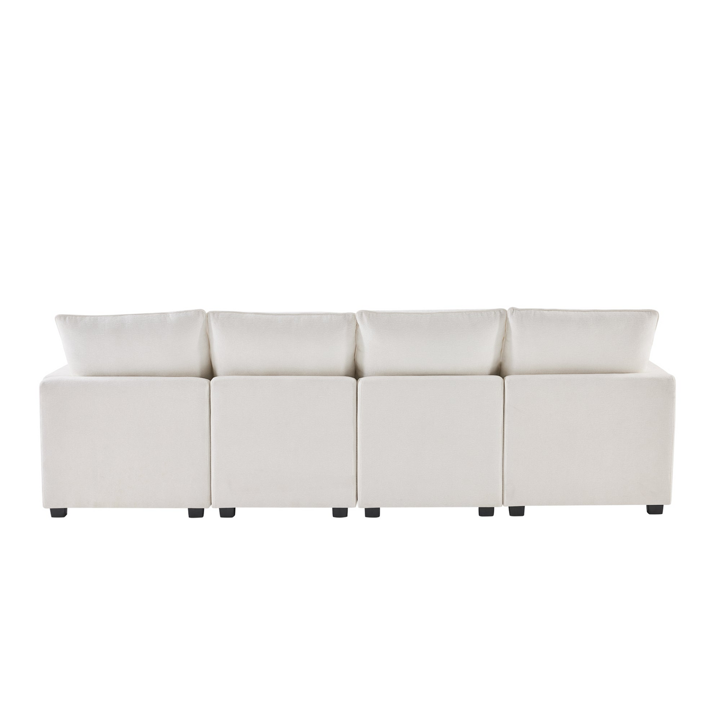 Dani Modern Modular Sofa, 4 Seat Chenille Sectional White