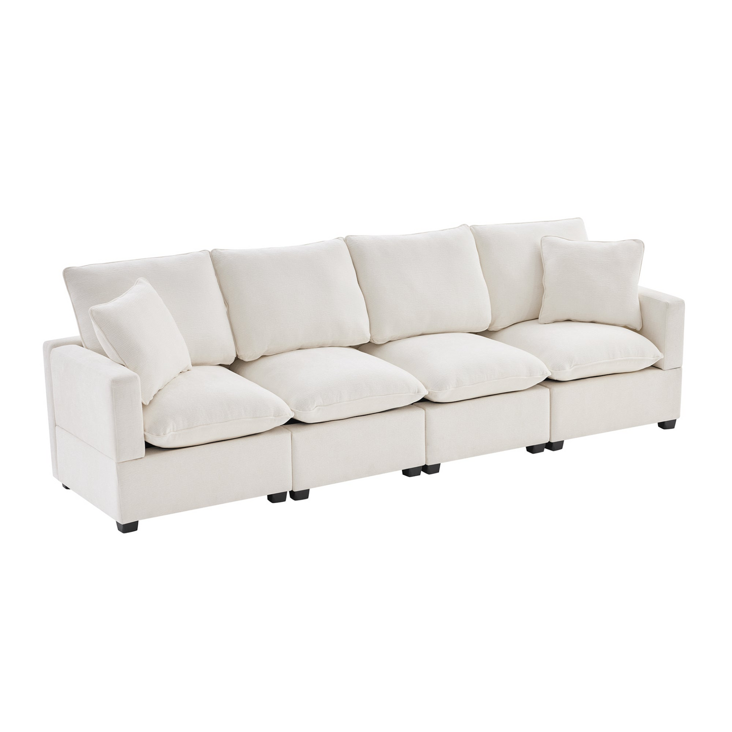 Dani Modern Modular Sofa, 4 Seat Chenille Sectional White