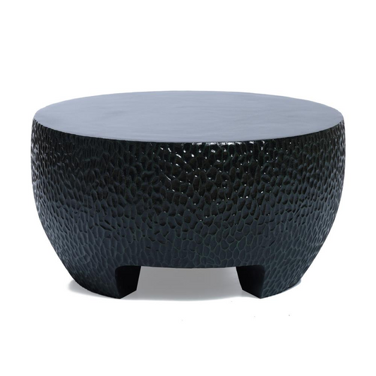 Mod Black Cement Round Outdoor Coffee Table