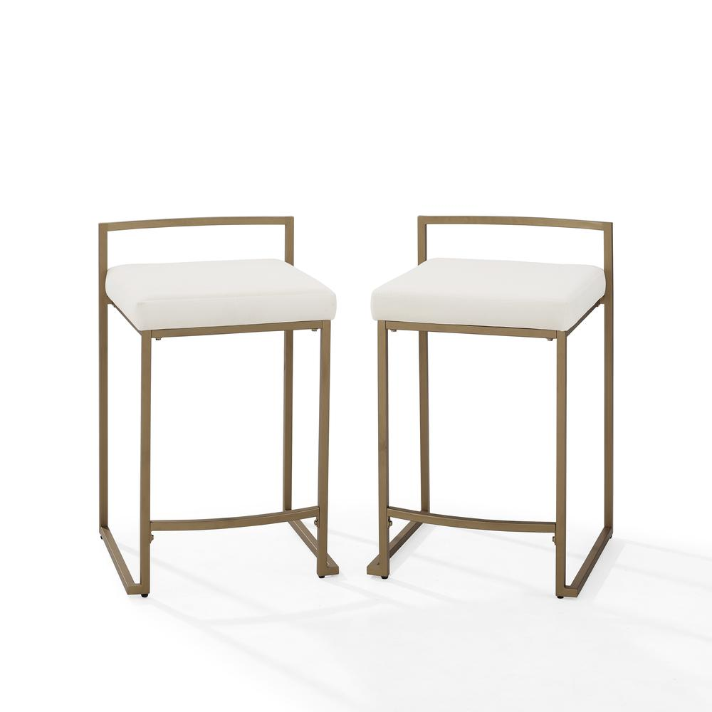 Harlowe 2Pc Counter Stool Set Creme/ Gold - 2 Stools