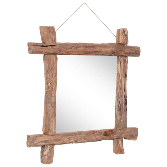 Log Mirror Natural 27.6"x27.6" Solid Reclaimed Wood