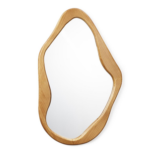 Organic Pine Wood Frame Free Form Wall Mirror