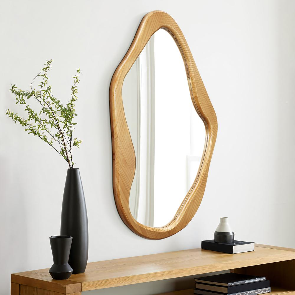 Organic Pine Wood Frame Free Form Wall Mirror