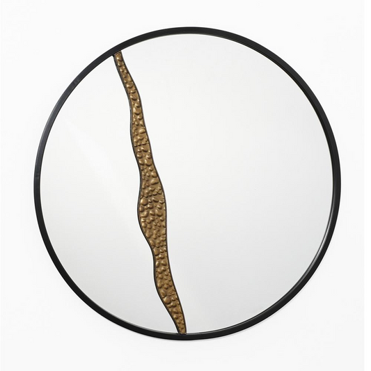 Goldrush Black Metal Frame Round Wall Mirror