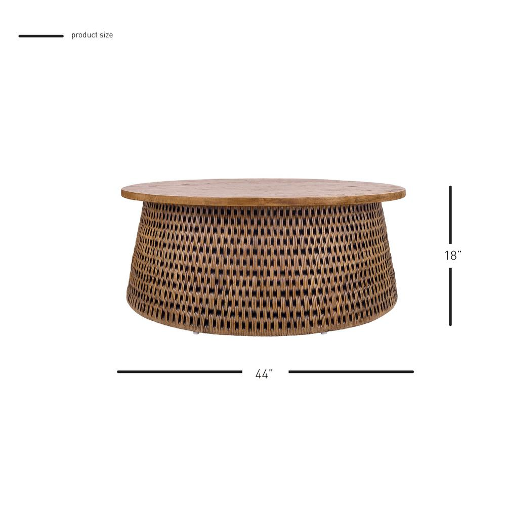 Kamari Rattan Coffee Table w/ Wood Top