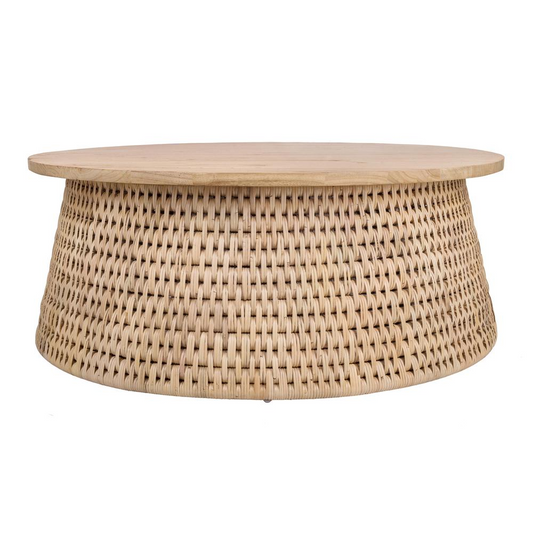 Kamari Rattan Coffee Table w/ Wood Top