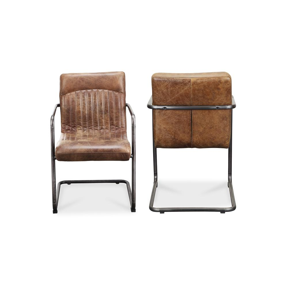 Ansel Arm Chair Grazed Brown Leather-Set Of Two