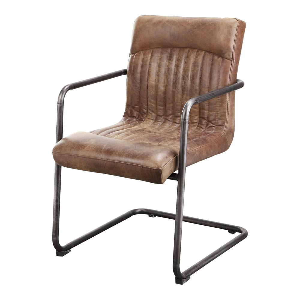 Ansel Arm Chair Grazed Brown Leather-Set Of Two