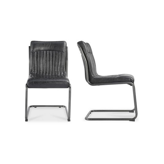 Ansel Dining Chair Onyx Black Leather-Set Of Two