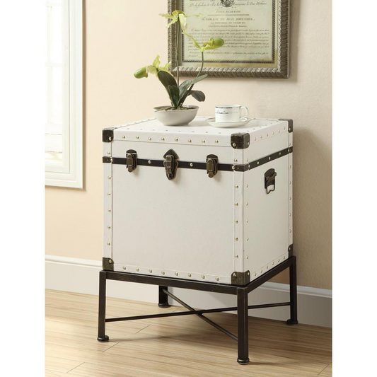 Nancy Accent Cabinet with Nailhead Trim White