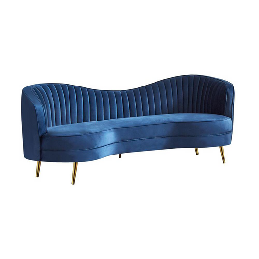 Sophia Upholstered Camel Back Sofa Blue