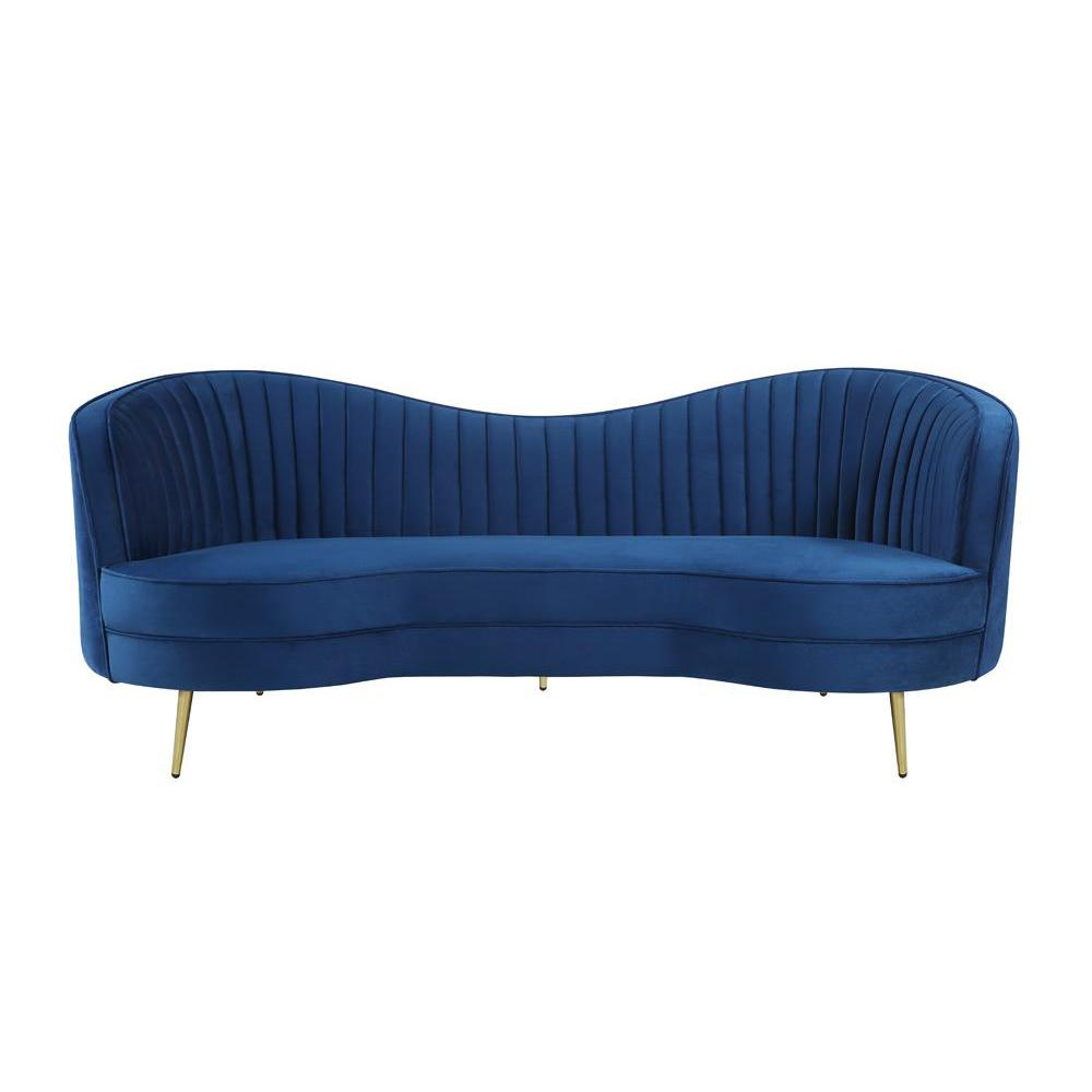 Sophia Upholstered Camel Back Sofa Blue