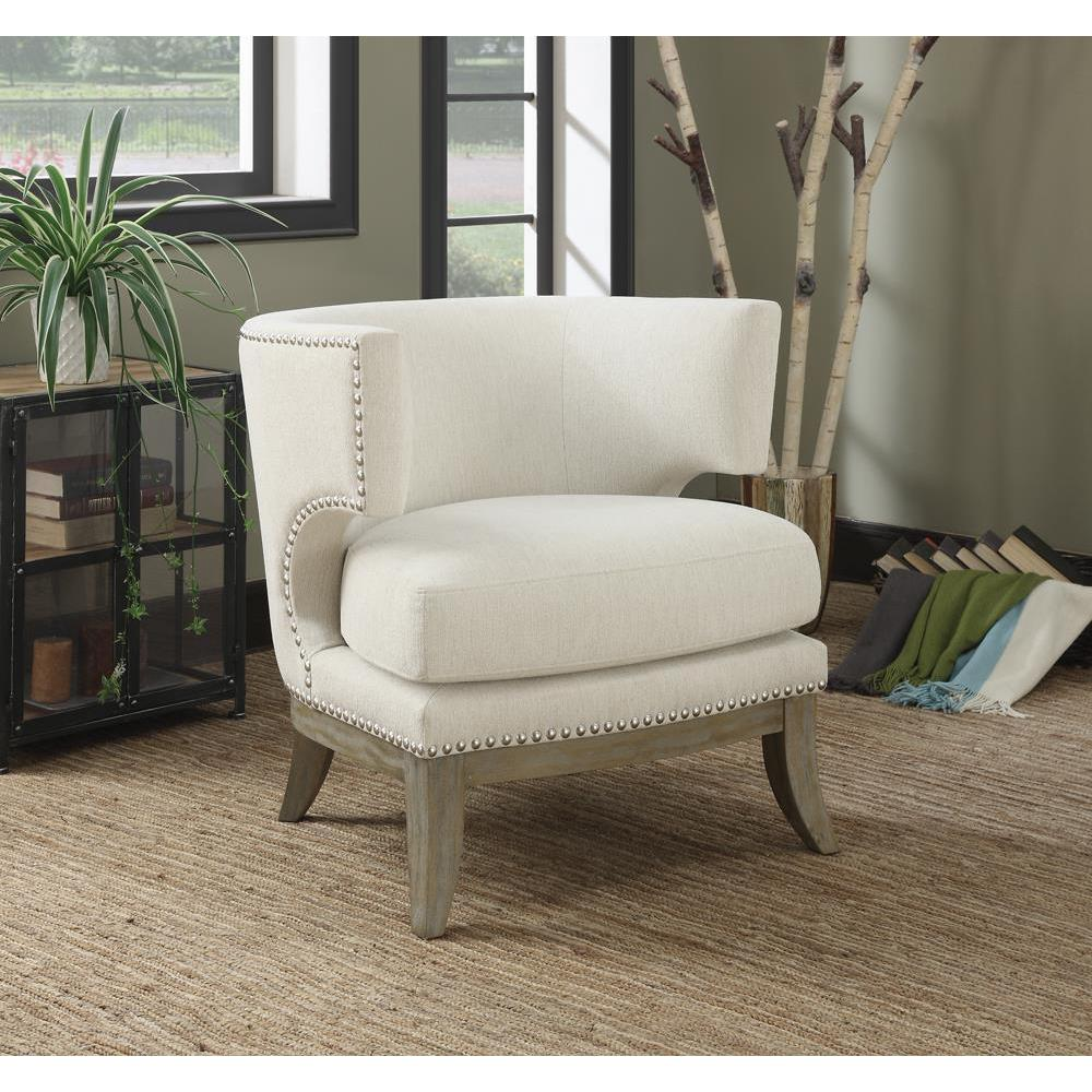 Jordan Dominic Barrel Back Accent Chair White and Weathered Grey